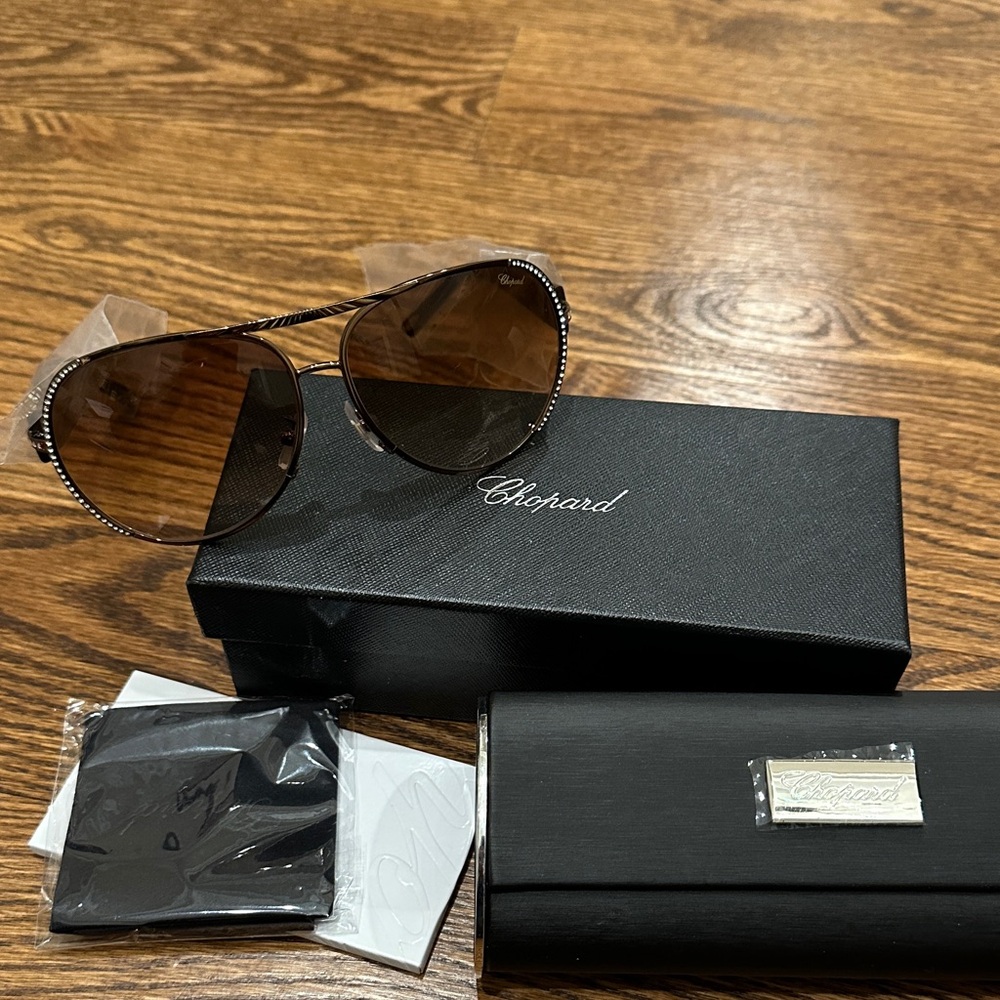 Chopard Black and Brown Aviator Sunglasses